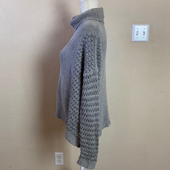 Theory Grey Silk/Linen Blend Turtleneck Sweater - Picture 5 of 11